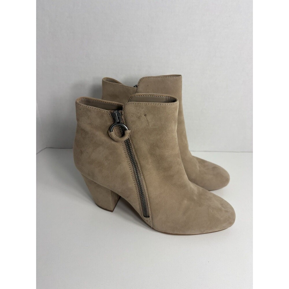 1.State Beige  gray leather suede heeled booties SIZE 9.5 GUC Fall Booties